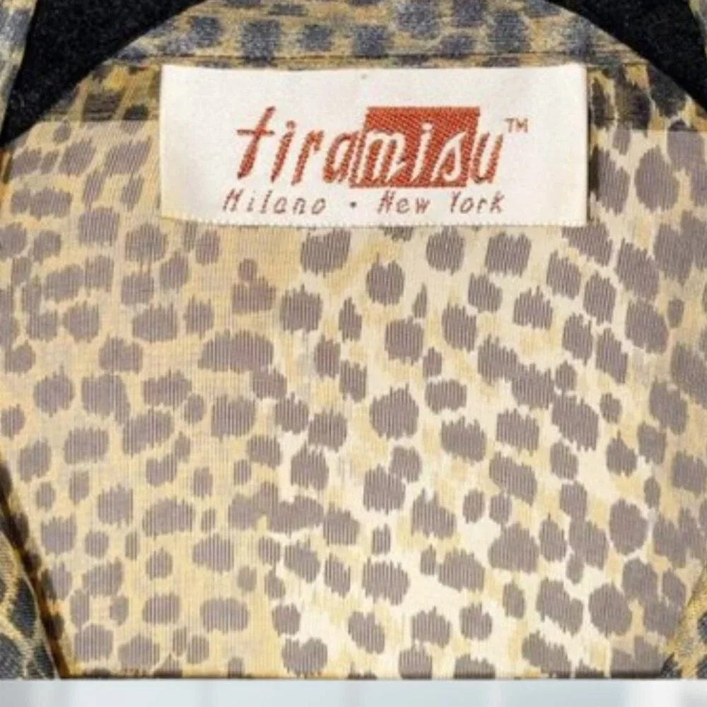Vintage Tiramisu Sheer Leopard Print Tie-Front Blouse 90s Y2K Mob Wife Glam - Picture 6 of 7